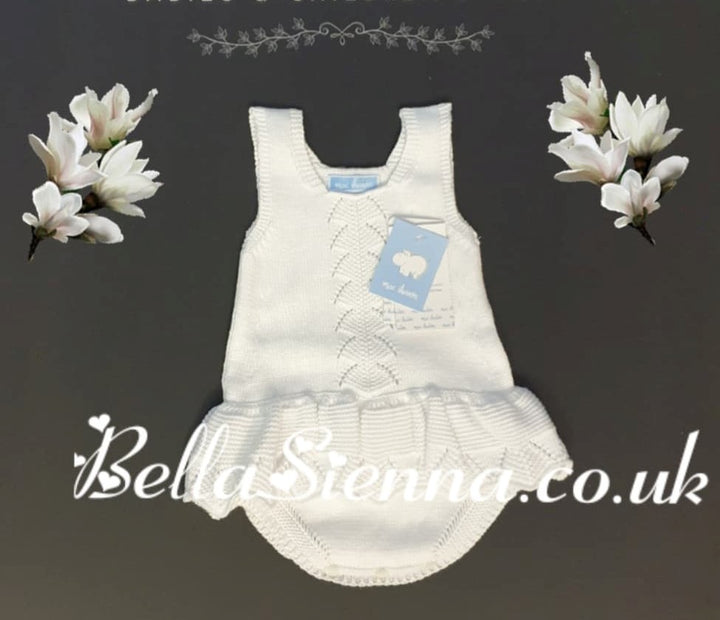 Mac ilusion Fine Knitted Romper For Baby Girl 8038  white