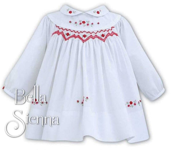 Sarah Louise Baby Smocked White And Red Dress 011262