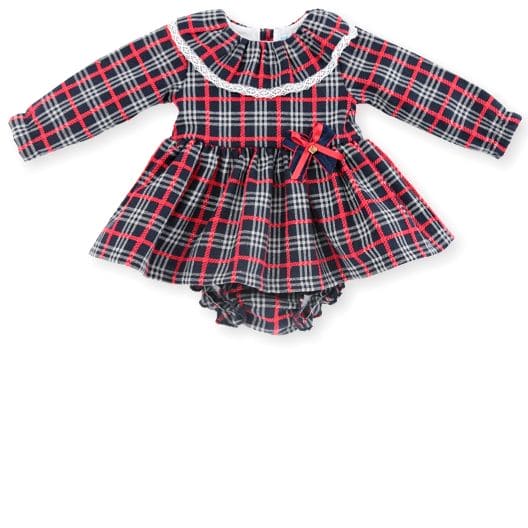 Mac ilusion Girls Red, Navy & White Tartan Dress & Pants Set - Winter - 8327