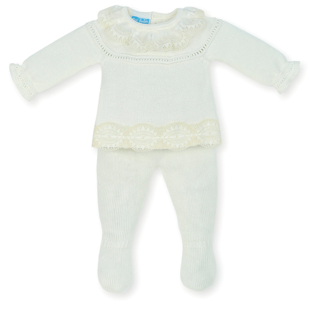 Mac Ilusion Two Piece Cream Knitted Set -8419