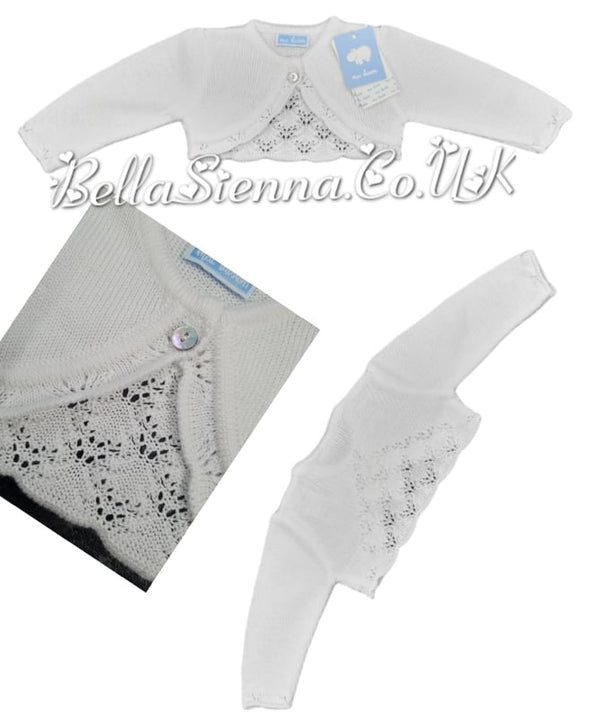 Mac ilusion White Fine Knitted Cardigan For Baby/Girls 8475