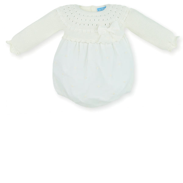 Mac Ilusion Cream Knitted Shawl Blanket With Tulle Bow - 8486 - Matching Outfit Available