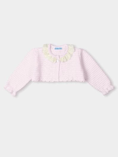 Mac ilusion Pink Girls Bolero Cardigan With Lace - 8684