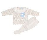 Mac Illusion Newborn Baby Unisex Beige And Cream Knitted Two Piece Outfit 8811