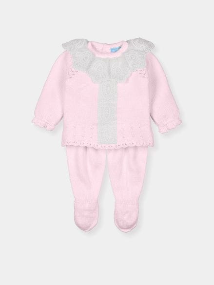 Mac ilusion Two Piece Knitted Top & Leggings Set With Lace Detail- 8816 - Rosa Pink