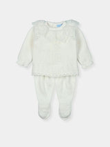 Mac ilusion Two Piece Knitted Top & Leggings Set With Lace Detail- 8816 - Ivory