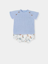Mac ilusion Two Piece Knitted Top With Animal Print Jam Pants - 8822 - Nube Blue