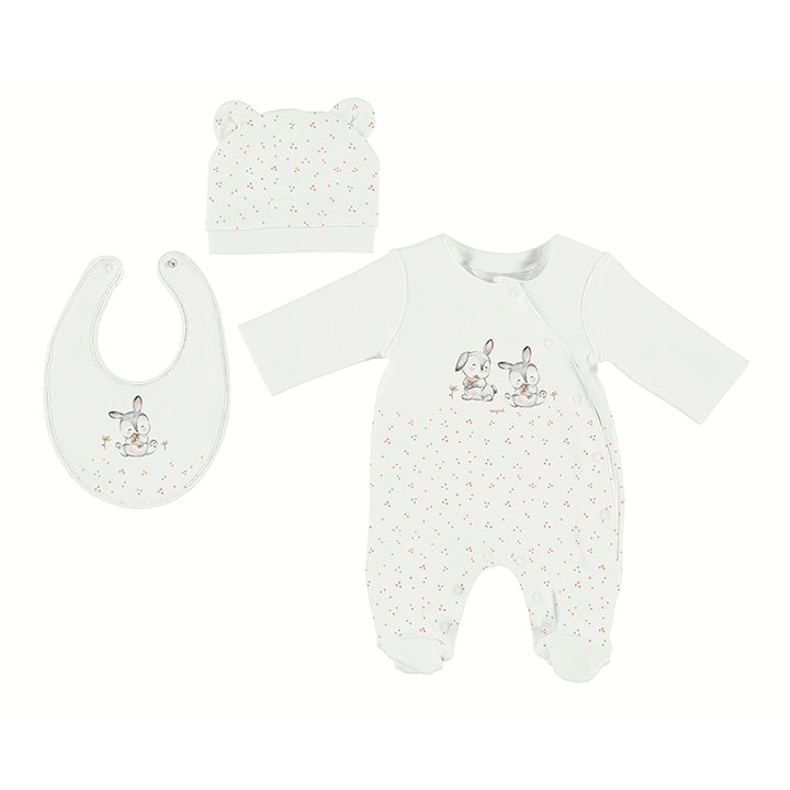 Mayoral Unisex Three Piece Gift Set - Babygrow, Hat & Bib - 9208