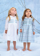 Sarah Louise Ivory & Mint Smocked Dress - 012482