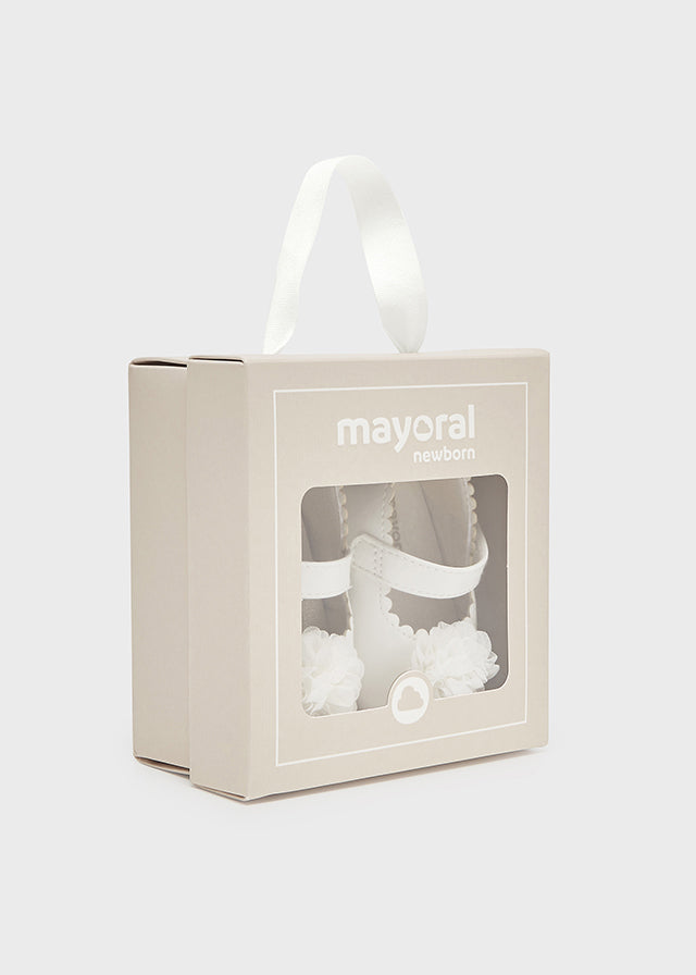 Mayoral White Shoes with flower newborn girl