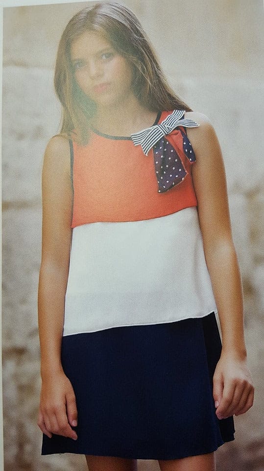 Amaya Red White And Blue Dress With Bow - 96430