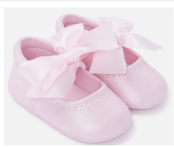 Mayoral Baby Pink Patent Pram Bow Shoes - 9810