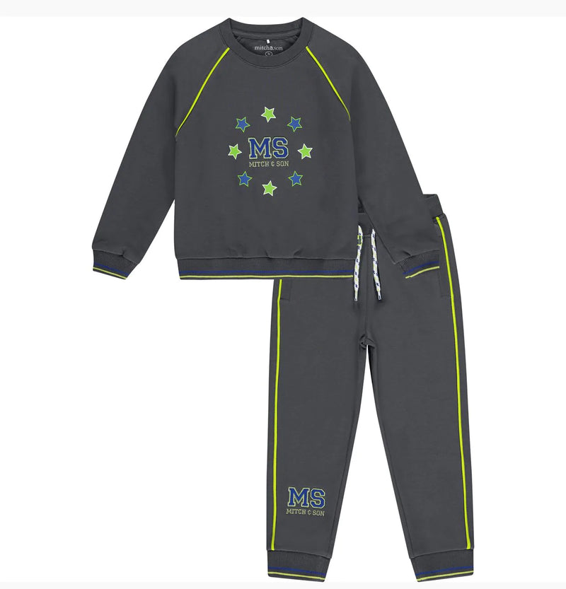 Mitch & Son "Gray" Crewneck Tracksuit With Contrast Piping - MS22605