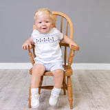 BLUES BABY BABY BOY BLUE & WHITE SOLDIER SHORT SET
