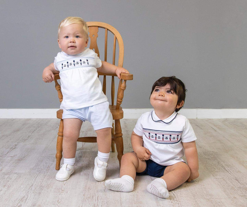 BLUES BABY BABY BOY BLUE & WHITE SOLDIER SHORT SET