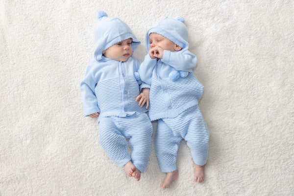 Blues Baby Two Piece Knitted Pom Pom Set - Unisex - BB0073