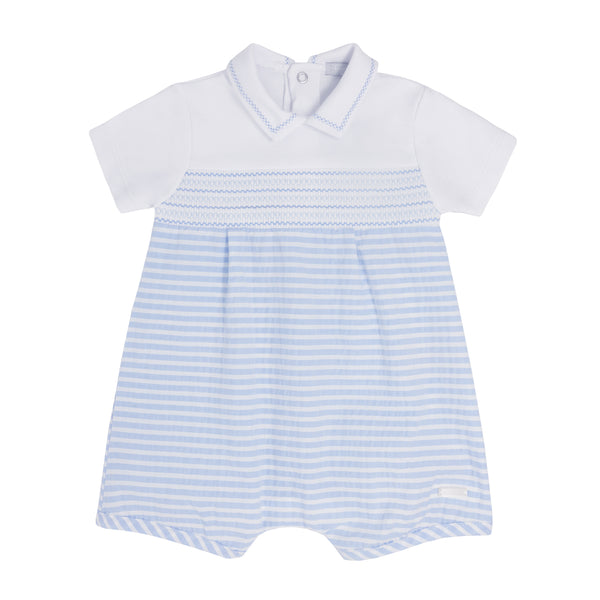 Blue Baby Blue & White Seersucker Stripe Romper - BB0319