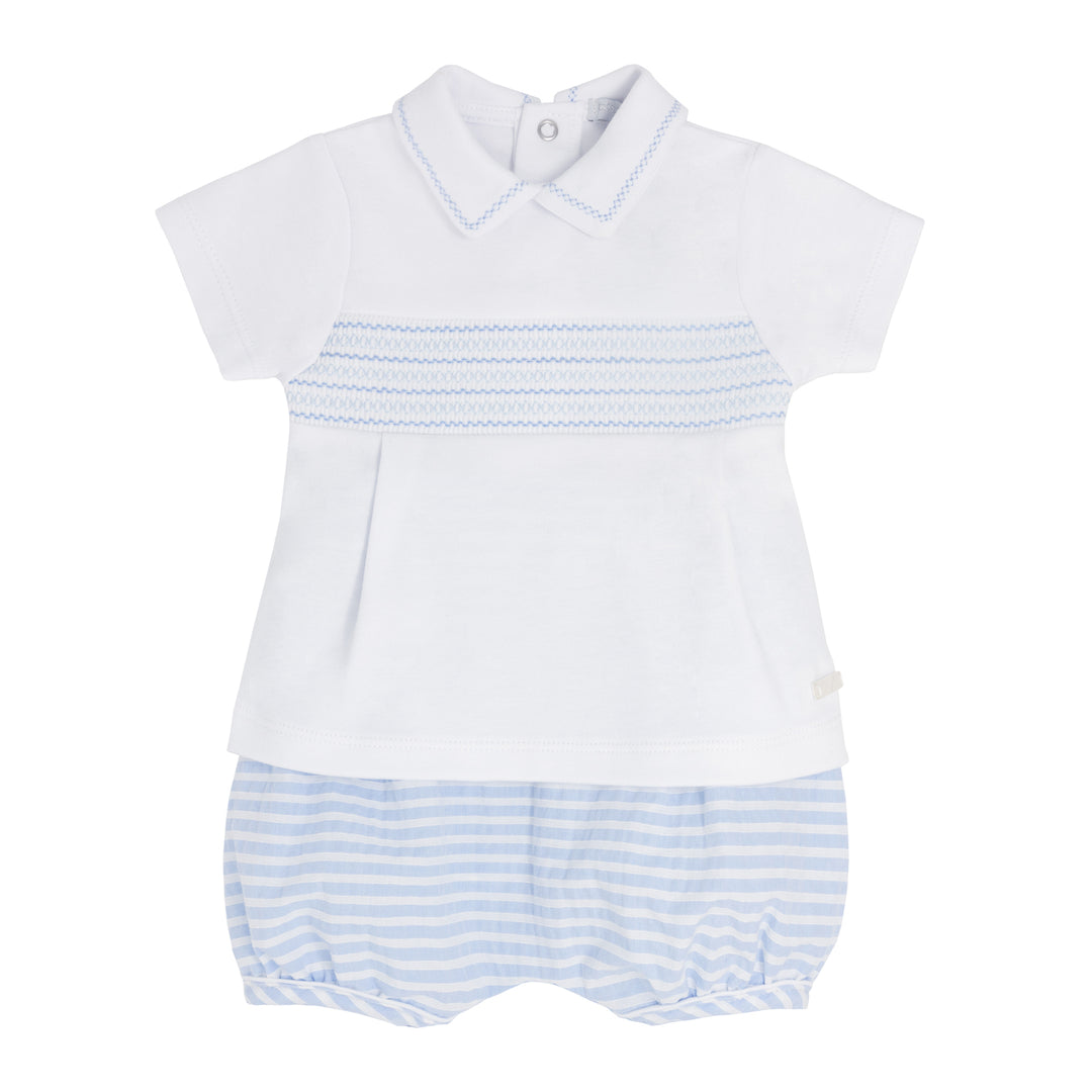 Blues Baby Boys Seersucker Stripe Shorts Set With Smock Detail - BB0320