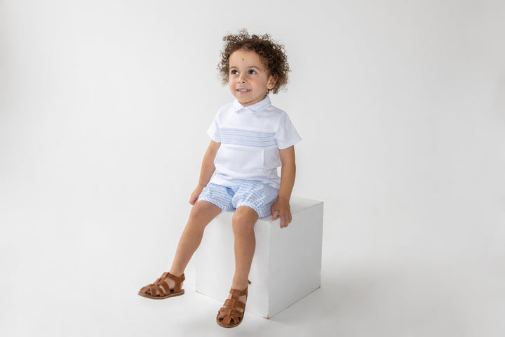 Blues Baby Boys Seersucker Stripe Shorts Set With Smock Detail - BB0320