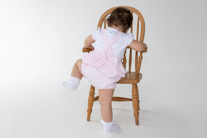 BLUES BABY BB0377 BOW APPLIQUE 2PC SUN ROMPER SET