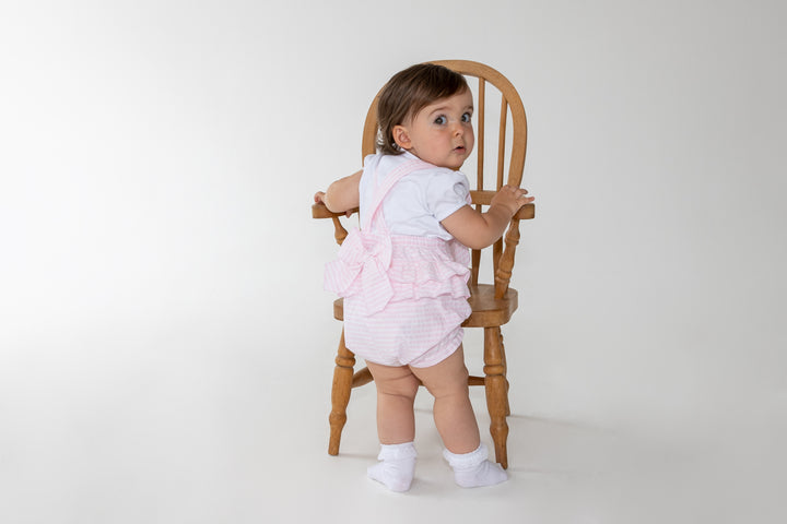 BLUES BABY BB0377 BOW APPLIQUE 2PC SUN ROMPER SET