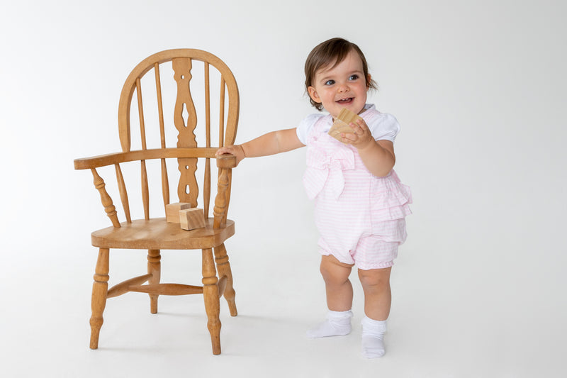 BLUES BABY BB0377 BOW APPLIQUE 2PC SUN ROMPER SET
