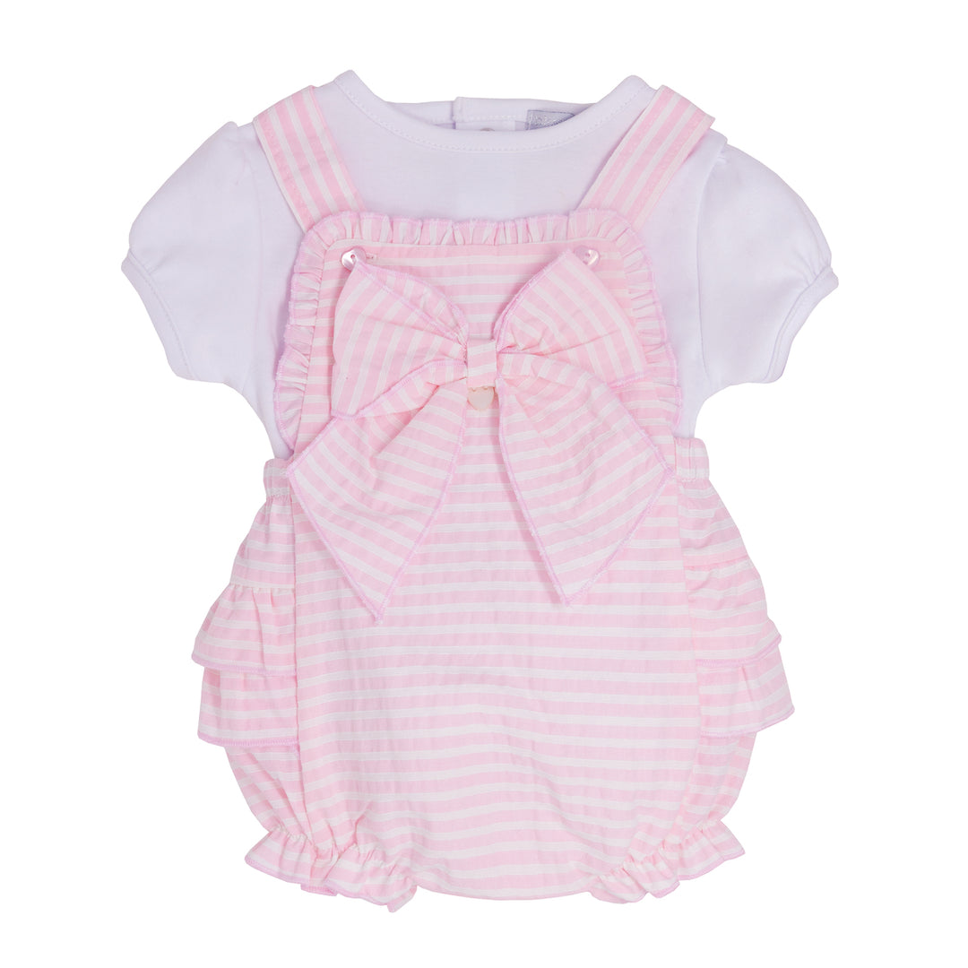 BLUES BABY BB0377 BOW APPLIQUE 2PC SUN ROMPER SET