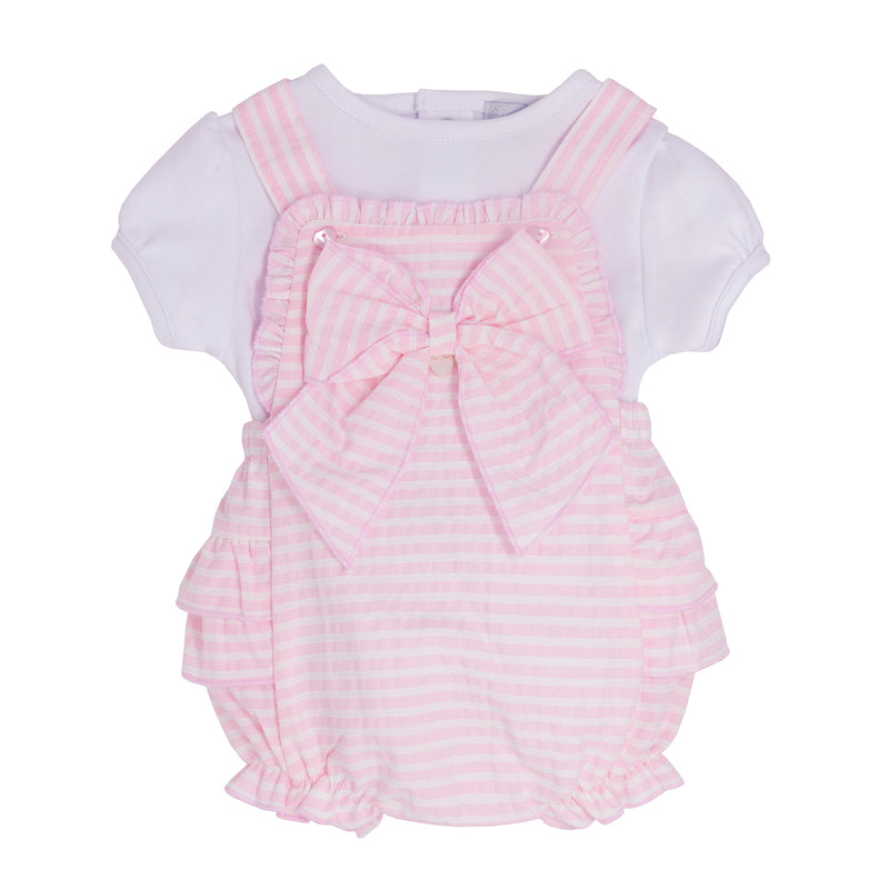 BLUES BABY BB0377 BOW APPLIQUE 2PC SUN ROMPER SET