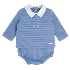 Blues Baby Wedgewood Blue Horizontal Rib 2PC Jam Pants Set - BB0566