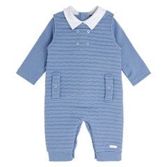 Blues Baby Wedgewood Blue Horizontal Stripe 2PC Dungaree Set - BB0568