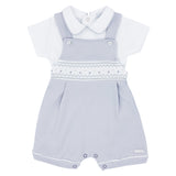 Blues Baby Boys Cotton Interlock Dungaree Set With Smocking Detail - BB0677