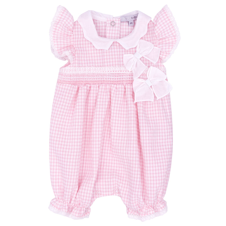 Blues Baby Girls Seersucker Shortie Romper With Petal Collar - BB1037