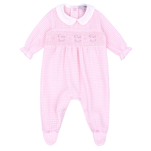 Blues Baby Girls Seersucker Sleeper With Jersey Lining & Rocking Horse Embroidery - BB1042
