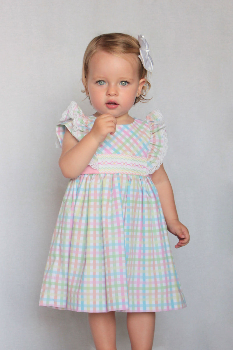 Pretty Originals Multicoloured Check Smocked Dress - BD02124