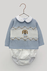 Foque Dachshund Blue Jumper & Jam Pants Set Sausage Dog - 2224514