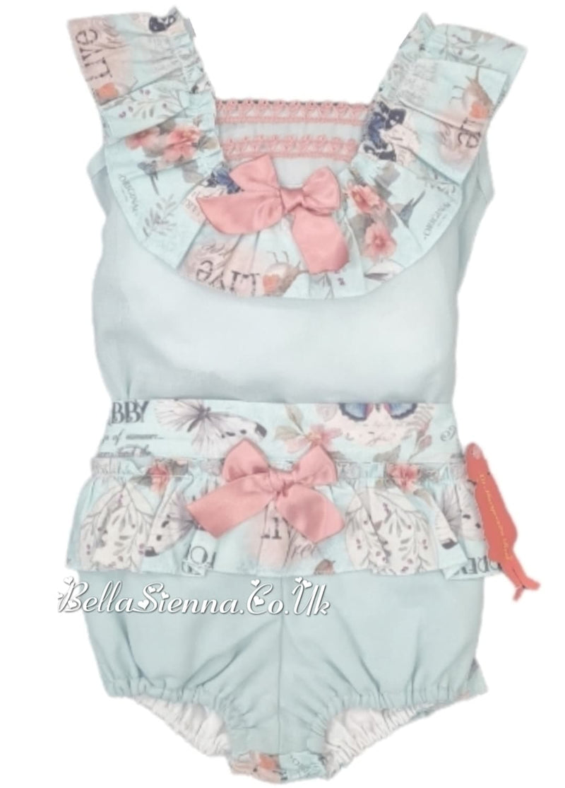 La Marquesita Real Mint Green Jam Pant Set For Girls