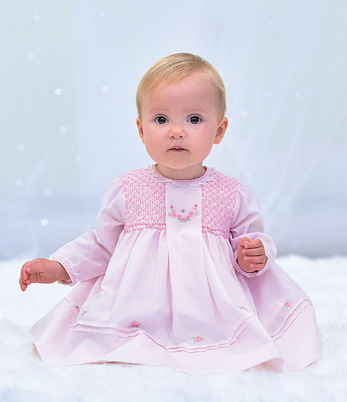 Sarah Louise Pink Smocked Long Sleeved Dress - Heritage Collection - C7002