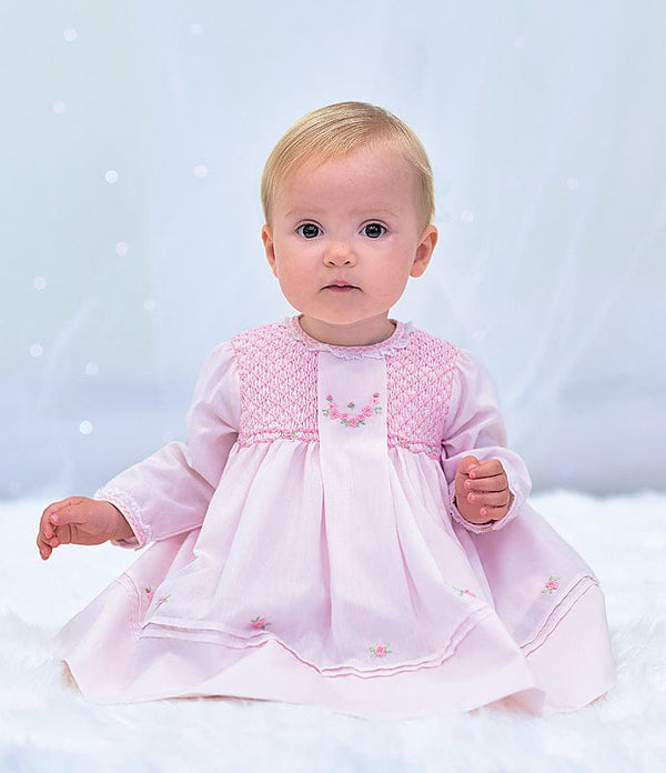Sarah Louise Pink Smocked Long Sleeved Dress - Heritage Collection - C7002