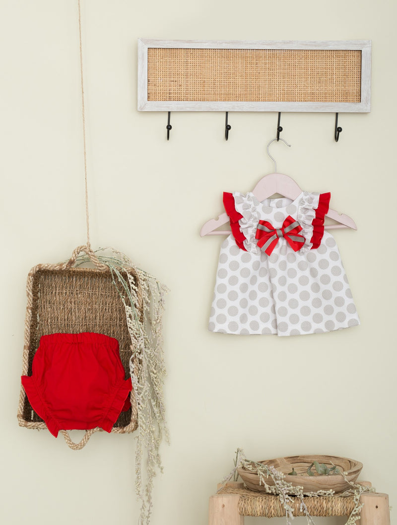 Cuka Baby Dress And Pants Set With Ruffles And Bows