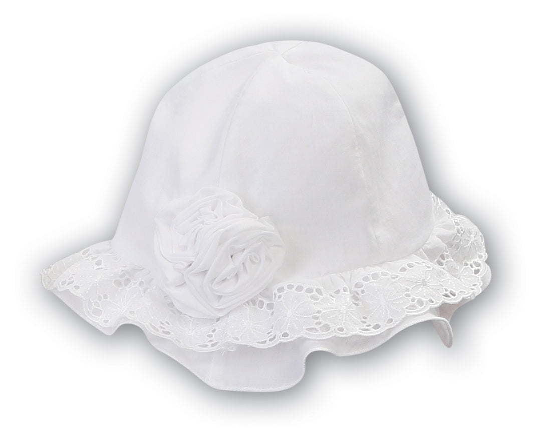 Dani By Sarah Louise White Sun hat With Ties - D09590P