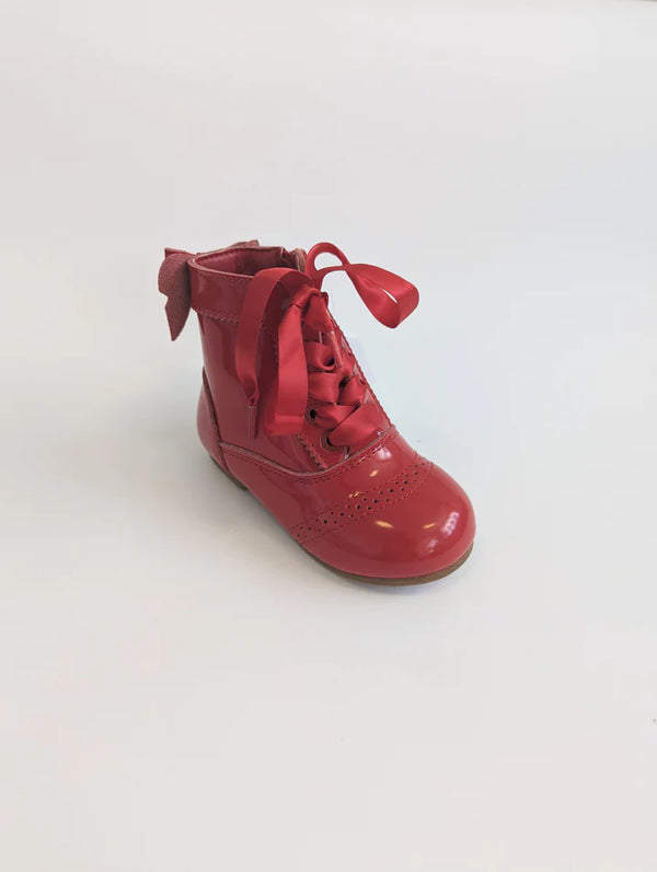 Beau Kid Red Patent Leather Boots - Daisy