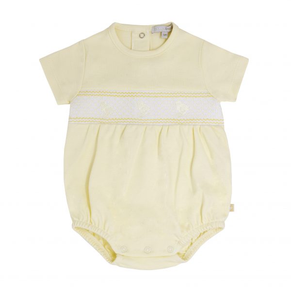 Blues Baby Unisex Lemon Romper With Chick Smock Detail - BB0416