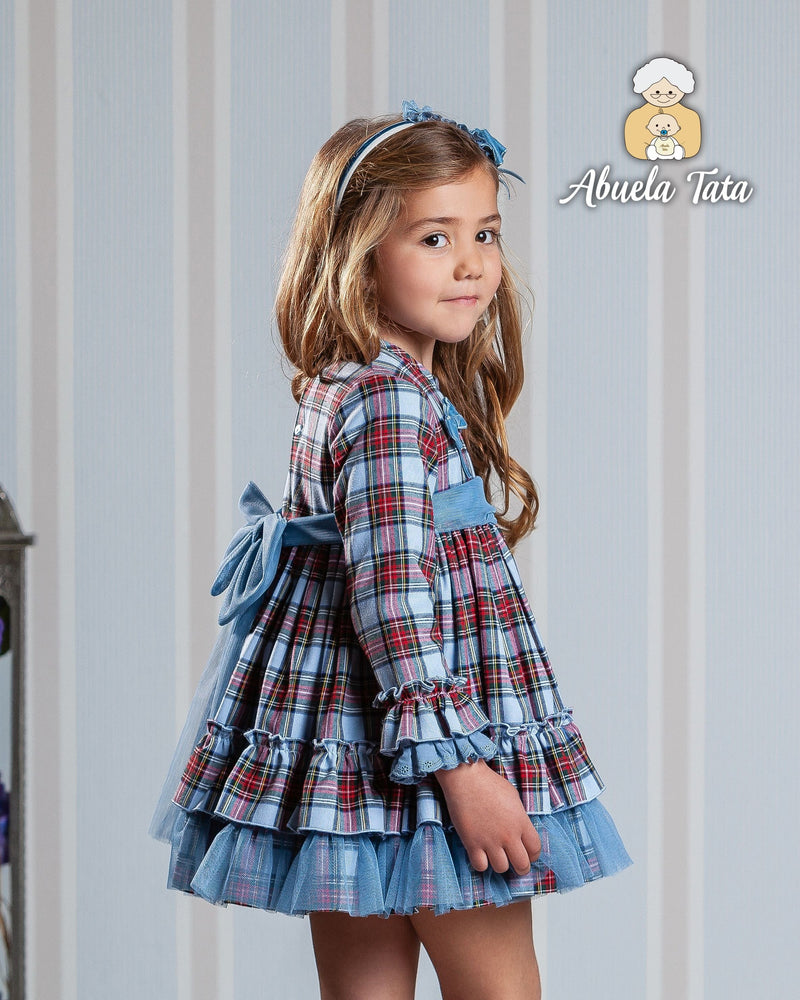 Abuela Tata Blue Tartan Headband To Match Dress - 2599329 - 0899329