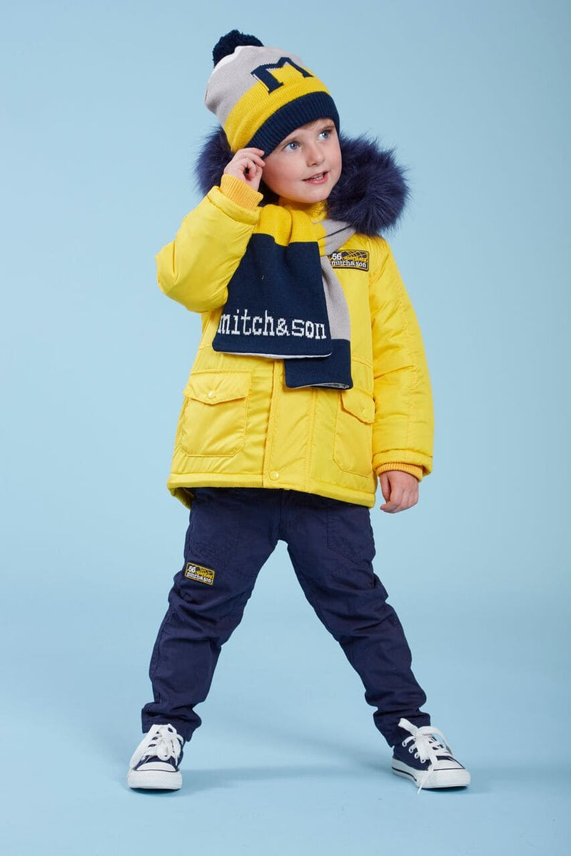 Mitch & Son Navy & Yellow Hat & Scarf Set - MS1039