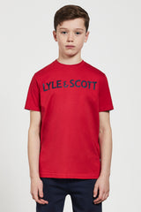 Lyle & Scott Red T-shirt With Navy Writing - LSC0896 - Tango Red