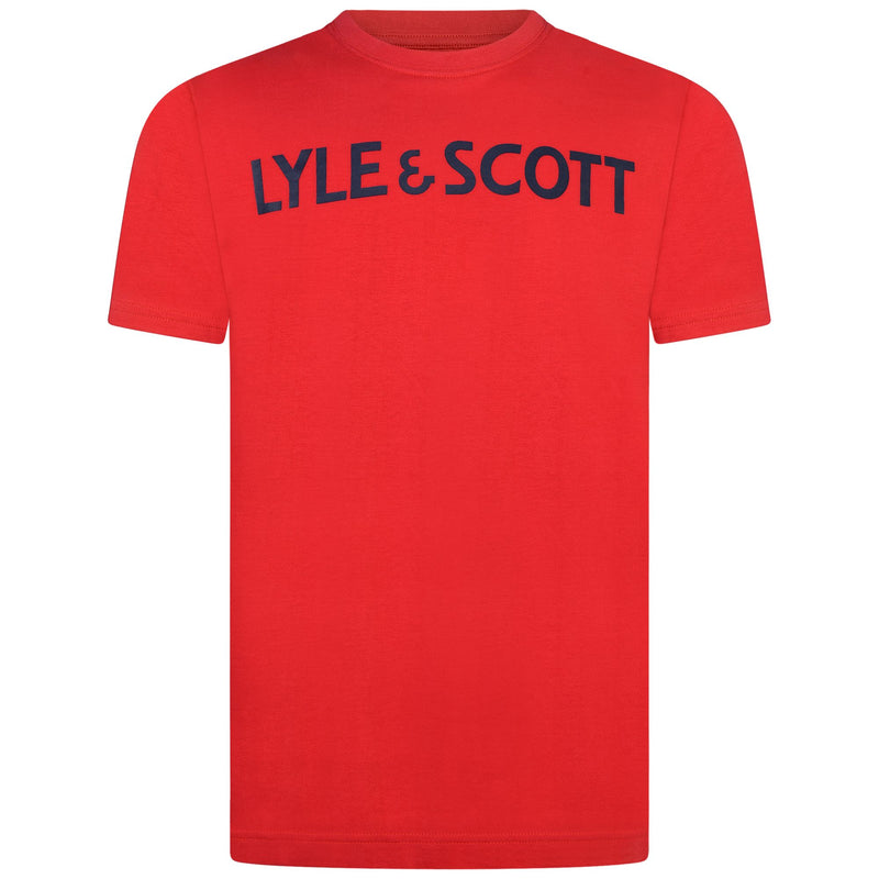 Lyle & Scott Red T-shirt With Navy Writing - LSC0896 - Tango Red
