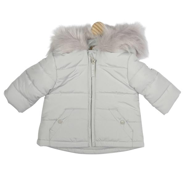 Mintini Boys Grey Coat With Faux Fur Hood - Winter  MB4704