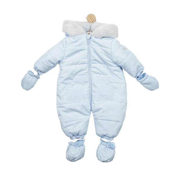 Mintini Boys Blue Snowsuit With Soft Faux Fur Trim - MB4957