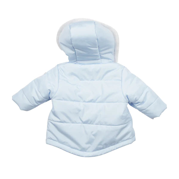 Mintini Boys Baby Blue Coat With Soft Faux Fur Trim - MB4958