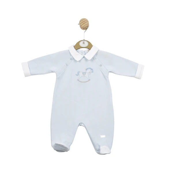 Mintini Boys Baby Blue Rocking Horse - All In One - Babygrow - MB5040